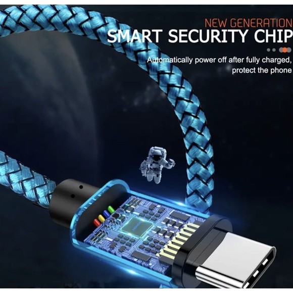 USB-C  6FT long  Fast Charging Data SYNC Charger Cable Cord silvery - Picture 2 of 9